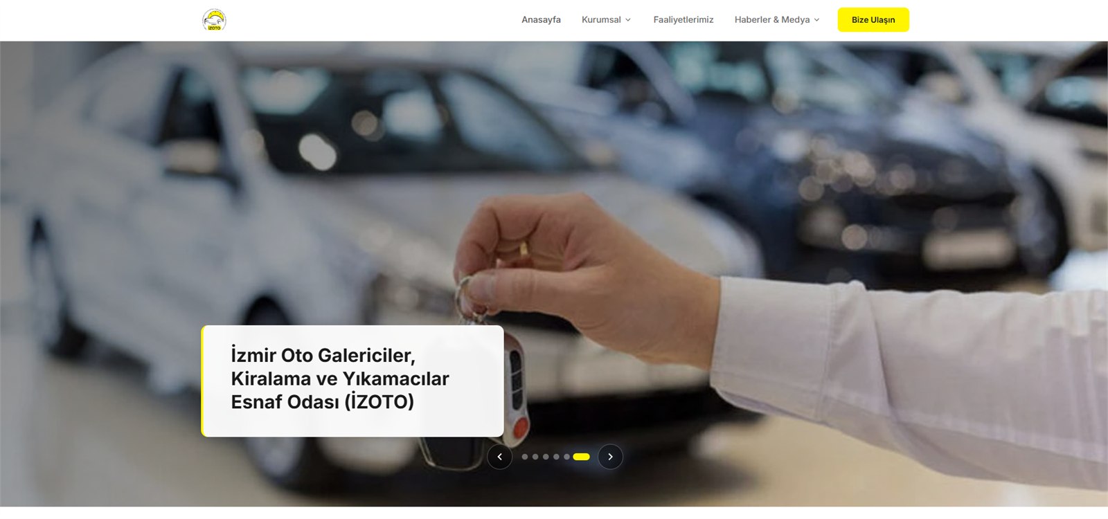 İZOTO esnaf odası web sitesi ekran görüntüsü